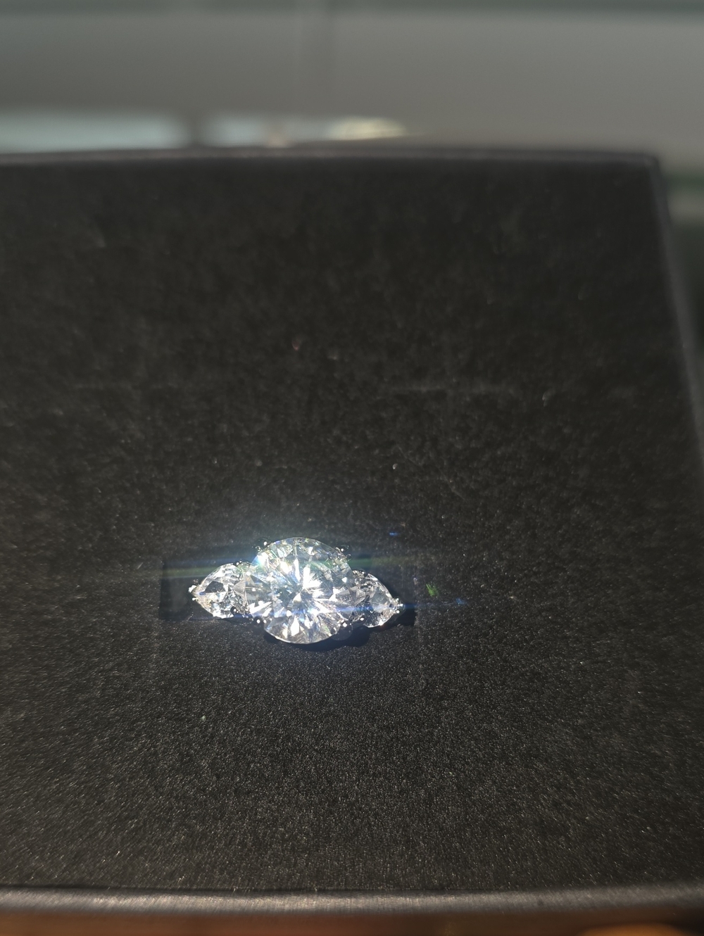 Diamond-Cut Silver Engagement Ring in White